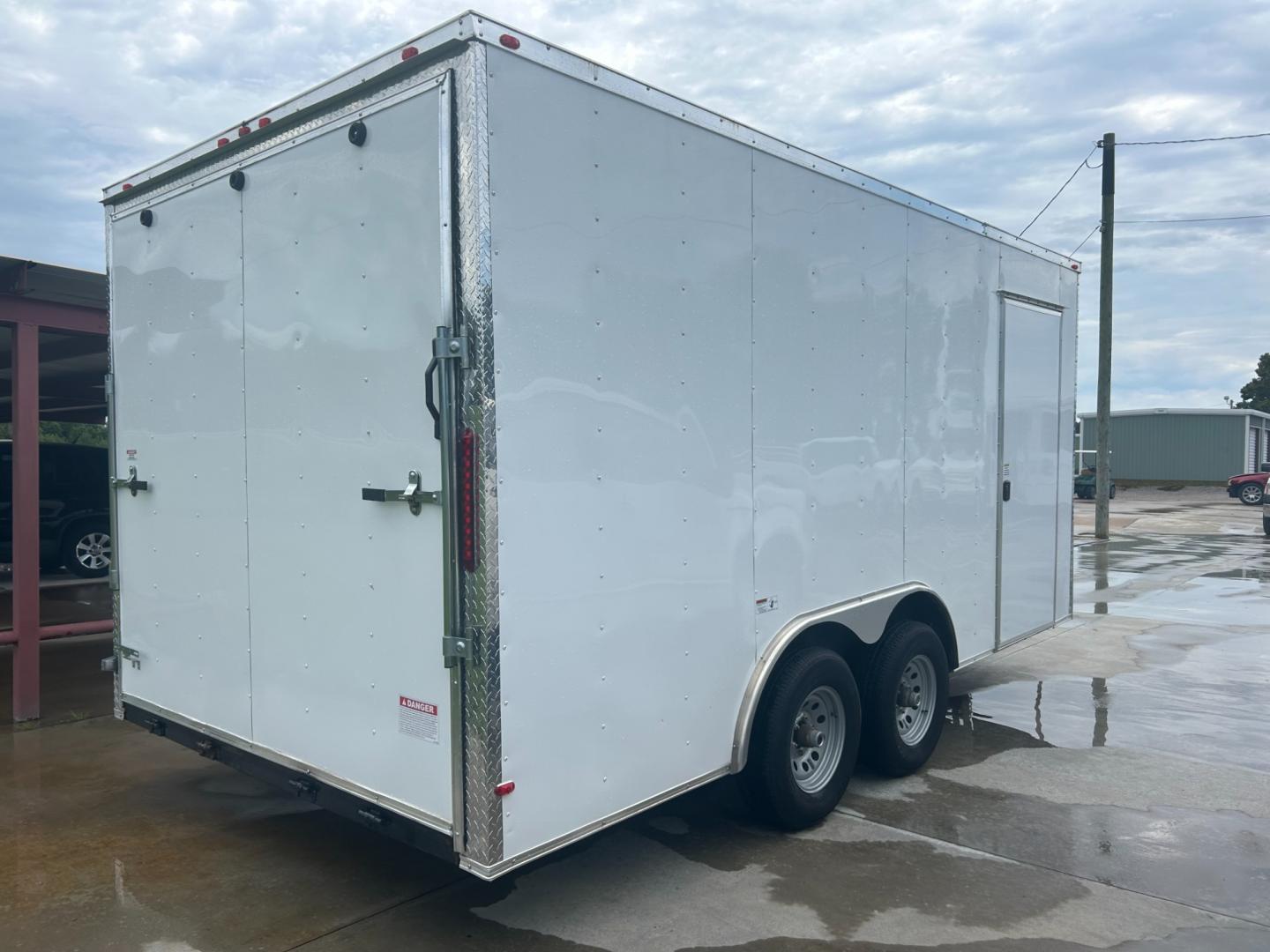 2023 White South Georgia Cargo ENCLOSED TRAILER (54GCC16T6P7) , located at 17760 Hwy 62, Morris, OK, 74445, 35.609104, -95.877060 - 2023 SOUTH GEORGIA ENCLOSED CARGO TRAILER 8.5X16, 2 DOME LIGHTS, 7 FT INTERIOR, NON-POWERED ROOF VENT, (4) FLOOR D-RINGS, 36IN RV STYLE DOOR WITH FLUSH LOCK. TITLE IN HAND. $8900 CALL RUSS OR JONA AT 918-733-4887 - Photo#1