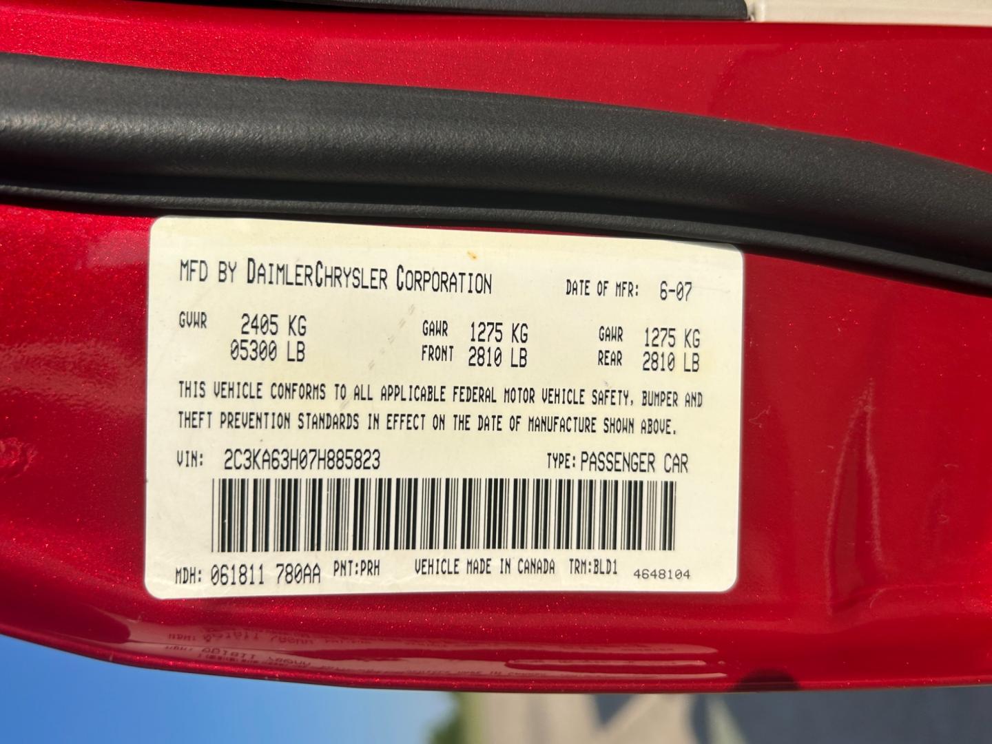 2007 RED Chrysler 300 C (2C3KA63H07H) with an 5.7L V8 OHV 16V engine, 5-Speed Automatic Overdrive transmission, located at 17760 Hwy 62, Morris, OK, 74445, (918) 733-4887, 35.609104, -95.877060 - Photo#25